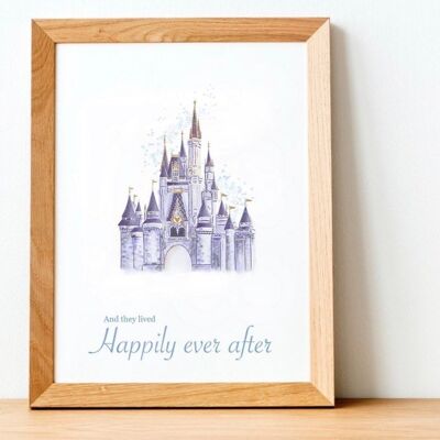 Disney castle Print - Wedding gift - Happy anniversary - Walt Disney - love - anniversary gift - engagement gift - New couple gift - Disney - a5