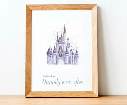 Disney castle Print - Wedding gift - Happy anniversary - Walt Disney - love - anniversary gift - engagement gift - New couple gift - Disney - a4