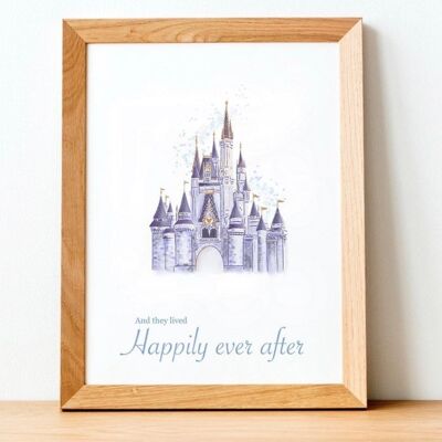 Disney castle Print - Wedding gift - Happy anniversary - Walt Disney - love - anniversary gift - engagement gift - New couple gift - Disney - a4