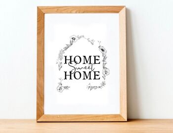 Home sweet home Print - Peinture - Cadeau de pendaison de crémaillère - cadeau de nouvelle maison - Art mural - cadeau de déménagement - image florale - cadeau de nouvelle maison - Impression A4 Impression en couleur 3