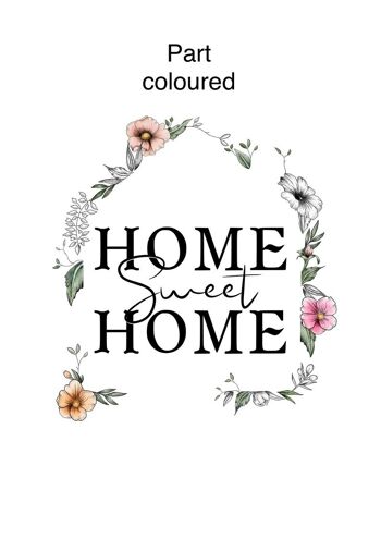 Home sweet home Print - Peinture - Cadeau de pendaison de crémaillère - Nouveau cadeau de maison - Art mural - Cadeau de déménagement - Image florale - Nouveau cadeau de maison - Impression A4 Noir et blanc 5