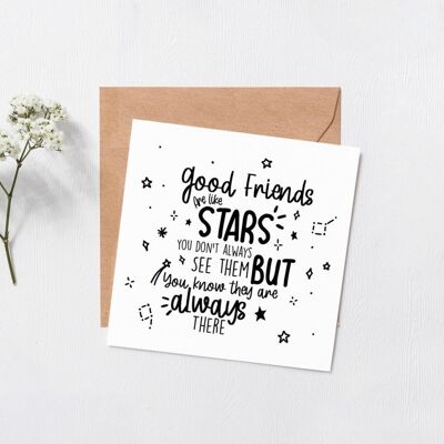 I buoni amici sono come le stelle - compleanno del migliore amico - Buon compleanno - carta mancante - carta degli amici - carta per il migliore amico - regalo di amici - bianco e nero