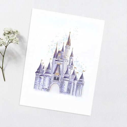 Disney castle Print - Wedding gift - Happy anniversary - Walt Disney - anniversary gift - engagement gift - Disney princess - Disney gifts - a4