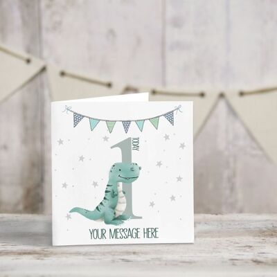 Carte personnalisée Baby Dino - Carte de voeux - Joyeux anniversaire - premier anniversaire - Anniversaire bébés - cartes dinosaures - 1er - 2e - 3e anniversaire - 3e anniversaire