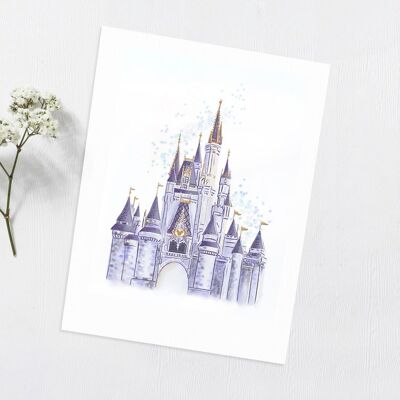 Stampa del castello Disney - Regalo di nozze - Buon anniversario - Walt Disney - Regalo di anniversario - Regalo di fidanzamento - Principessa Disney - Regali Disney - A5