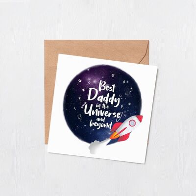 Dad you mean the world to me - Greeting card - Happy birthday - dads birthday - best daddy birthday card - fathers day - blank inside card - With Rocket