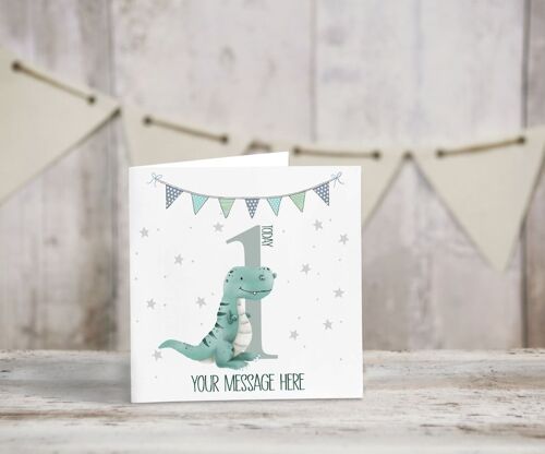 Personalised Baby Dino card - Greeting card - Happy birthday - first birthday - Babies birthday - dinosaur cards - 1st - 2nd - 3rd birthday - 1st birthday