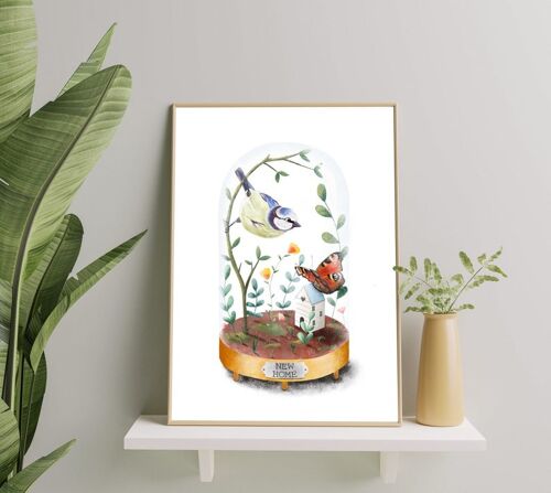 Bell jar print - Custom art print - new home gift - Home sweet home print - New home custom art gift - Flowers bell jar - floral poster art - #Quarantine A5 14.8 x 21 cm