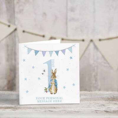 Carte d'anniversaire personnalisée Peter rabbit - Carte de voeux - Joyeux anniversaire - premier anniversaire - anniversaire de neveu - intérieur vierge - 1er - 2e - 3e - 1er anniversaire