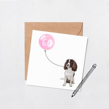 Carte ballon anniversaire chien Springer spaniel - Carte de voeux - Joyeux anniversaire - 16 - 18 - 21 - 30 - Numéro personnalisé - carte anniversaire chien - Bleu 30 2