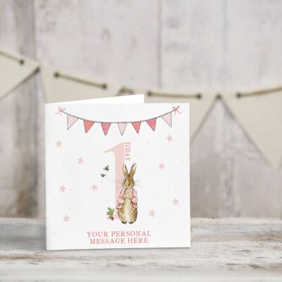 Personalised Peter rabbit birthday card - baby card - Happy birthday - first birthday - niece birthday - personalised card - 1st - 2nd - 3rd - 1st birthday