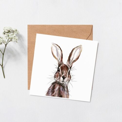 Bunny rabbit card - general greeting card - happy birthday - rabbit lover - animal card - best wishes - good luck card - blank inside card
