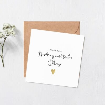 Personalised get well soon card - thinking of you - Get well soon - its ok not to be ok - Get well soon gift - Send a hug - blank inside