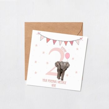 Carte d'anniversaire bébé personnalisée - Carte de voeux - Joyeux anniversaire - bébé éléphant - premier anniversaire - carte d'anniversaire nièce - anniversaire filles - 3e anniversaire 3