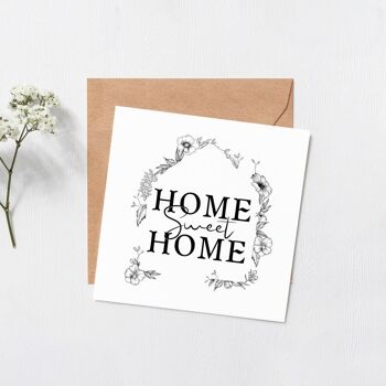 Carte Home Sweet Home - Nouvelle carte de maison - Cadeaux de déménagement - Bienvenue à la maison - Nouvelle maison - Cadeaux de déménagement - Intérieur vierge - Nouvelle carte de maison - Partie colorée 3