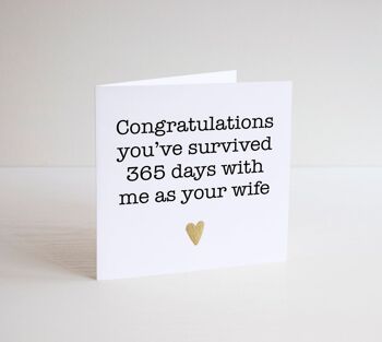 Combien de jours avez-vous survécu avec moi - Carte d'anniversaire - Carte d'anniversaire drôle - 365 jours ensemble - combien de jours mariés - vide à l'intérieur - 730 jours 3