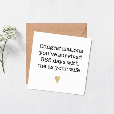 How many days you've survived with me - Anniversary card - Funny anniversary card - 365 days together - how many days married - blank inside - other