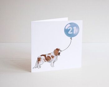 Carte ballon anniversaire chien cavalier - Joyeux anniversaire - 16 - 18 - 21 - 30 - Carte de voeux personnalisée - Numéro personnalisé - carte chien - Rose 16 4