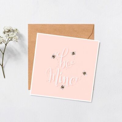Sé mía tarjeta - Día de San Valentín - Te amo tarjeta - tarjeta de saludos divertidos - abeja mía - abejas - feliz San Valentín - juego de palabras - tarjeta interior en blanco