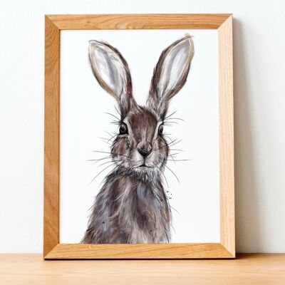 Rabbit Print - easter Print - Bunny rabbit - hare - Animal art - Painting - animal print - science illustration - A5