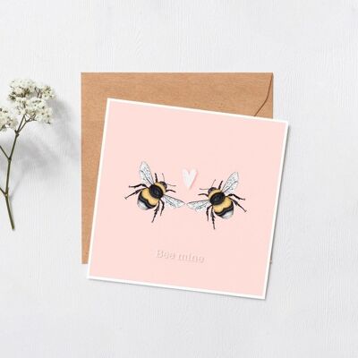 ser mio? tarjeta - tarjeta de San Valentín - te amo tarjeta - tarjetas de felicitación divertidas - tarjeta de abeja - tarjeta de felicitación divertida - abeja mía - juego de palabras - interior en blanco