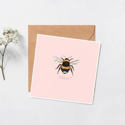 Bee mine? card - Valentines day - be my valentine card - bee card - funny greetings card - animal cards - pun - bees - blank inside card
