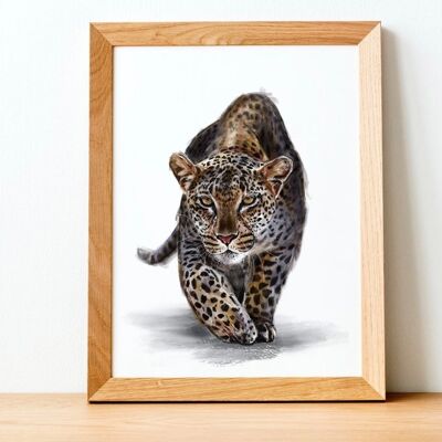 imprimé léopard - peinture - peinture animalière - illustration scientifique - imprimé animal - art animalier - photo gros chat - amoureux des chats - A5