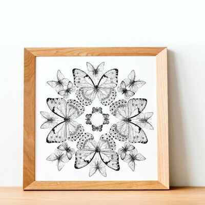 Butterfly Geo Print - Motif papillon - imprimé animal - jolie œuvre d'art - Art de la chambre - idées cadeaux - motif imprimé animal - image animale - 10 x 10 pouces