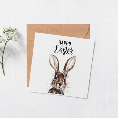 Bunny Happy Easter card - happy easter card - greeting card - funny greeting card - animal card - rabbit - easter bunny - blank inside card