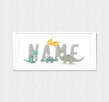 Impression personnalisée de nom de Dino - Art de pépinière - Personnalisé - cadeau de douche de bébé - cadeau de baptême - cadeau de bébé - art de chambre de bébé - plaque de nom de dinosaure - A5 Typeslab 2