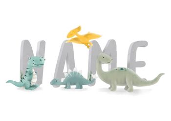Impression personnalisée de nom de Dino - Art de pépinière - Personnalisé - cadeau de douche de bébé - cadeau de baptême - cadeau de bébé - art de chambre de bébé - plaque de nom de dinosaure - tableau A4 3