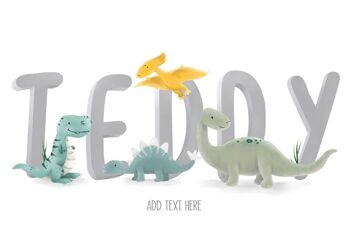 Impression personnalisée de nom de Dino - Art de pépinière - Personnalisé - cadeau de douche de bébé - cadeau de baptême - cadeau de bébé - art de chambre de bébé - plaque de nom de dinosaure - A4 Futura 5