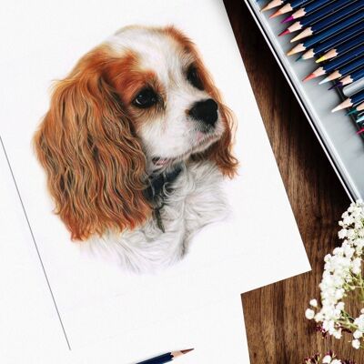 Portraits d'animaux de compagnie personnalisés - Pet art - Personnalisé - cadeau personnalisé - art au crayon de couleur - animaux de compagnie - portrait d'animal de compagnie personnalisé - plusieurs tailles - A5 - un sujet