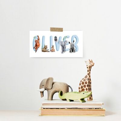 Impresión de nombre personalizado - Arte de la guardería - Personalizado - regalo de la ducha del bebé - Regalo de bautizo - Regalo del bebé - habitación de los niños - arte de la habitación del bebé - alfabeto animal - 3 letras 6x11.7" rosa - pizarra