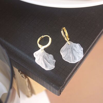 Frosted petal huggie earrings