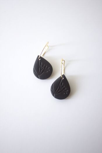 Boucles d'oreilles goutte - noir texturé 3