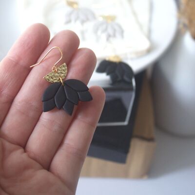 Lotus-Ohrringe - schwarz