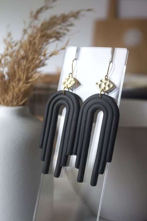 Long arch earrings - black