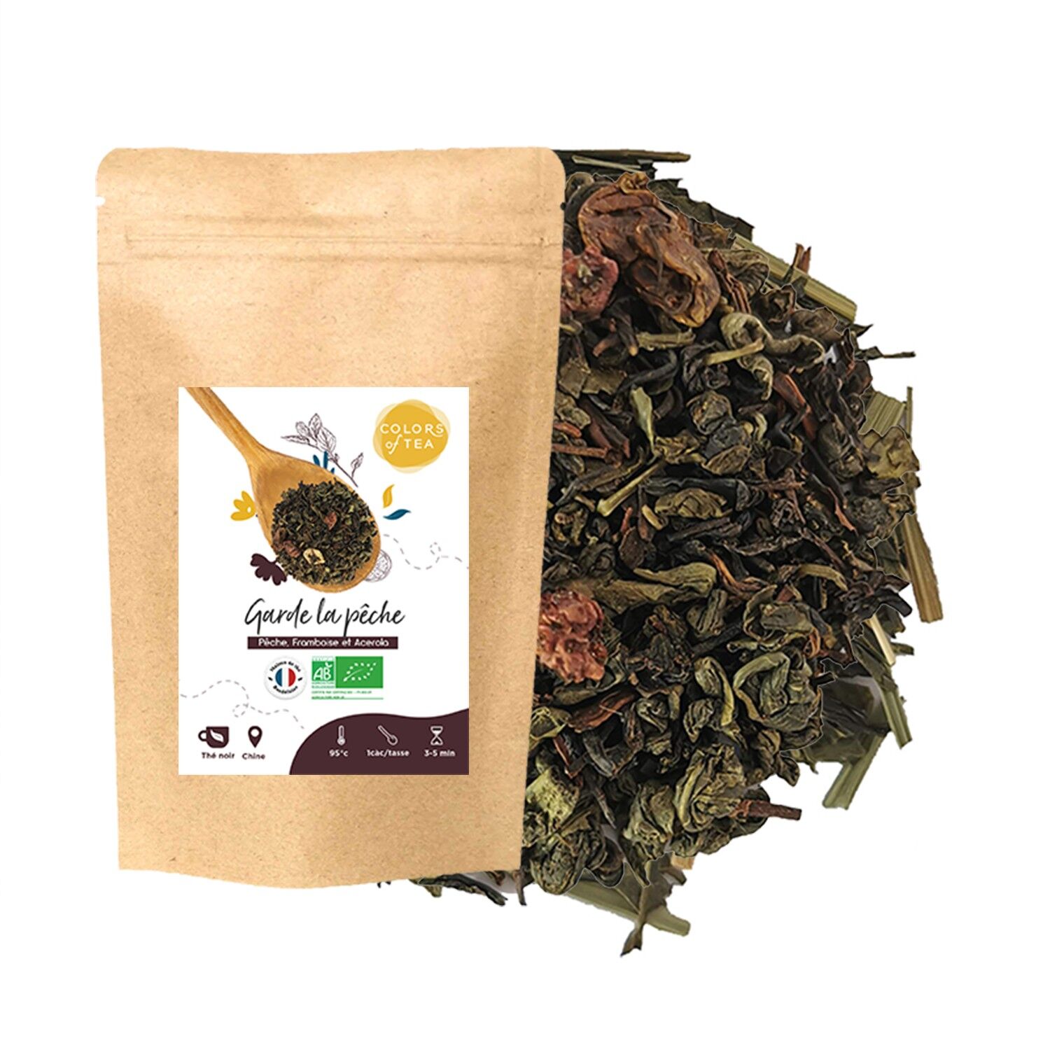 Garde La Pêche - Tè nero BIOLOGICO Pesca, Lampone e Acerola - 1kg