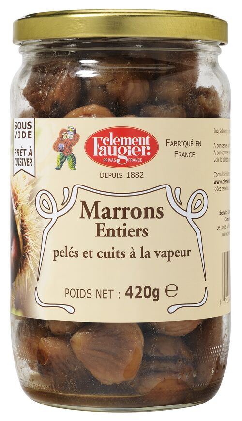 Marrons entiers au naturel sous vide BOCAL 420g