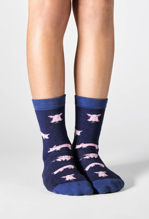 BePig Kids Blue - 100% Organic Cotton Socks