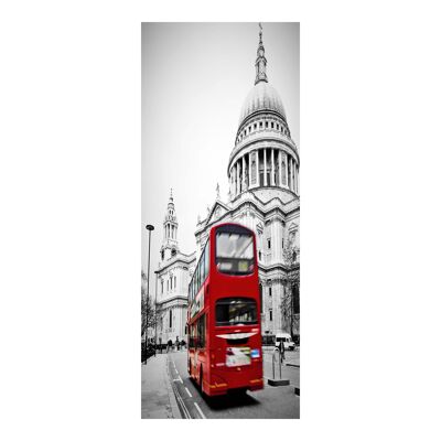 London Bus in the City Adesivo per porta Peel & Stick Vinyl Door Wrap Art Decor