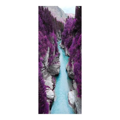 Paysage violet et la rivière autocollant de porte peler et coller vinyle porte Wrap Art Décor