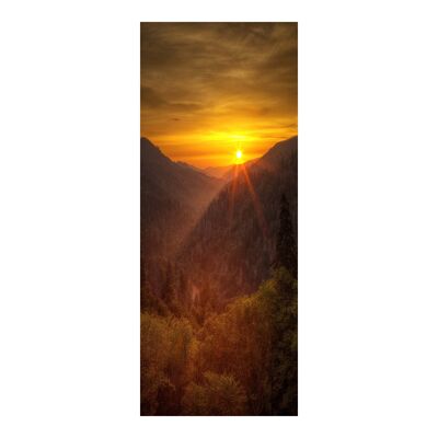 Sonnenuntergang in den Bergen Türaufkleber zum Abziehen und Aufkleben, Vinyl-Türfolie, Kunstdekor
