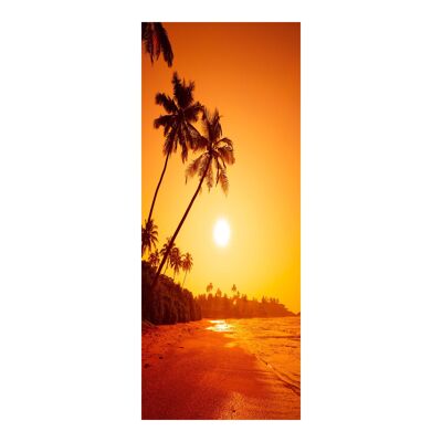 Beau lever de soleil sur la plage autocollant de porte peler et coller vinyle porte Wrap Art Décor
