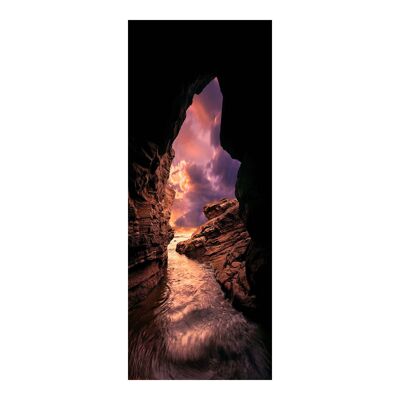 Fließender Fluss in der Höhle Türaufkleber zum Abziehen und Aufkleben, Vinyl-Türfolie, Kunstdekor
