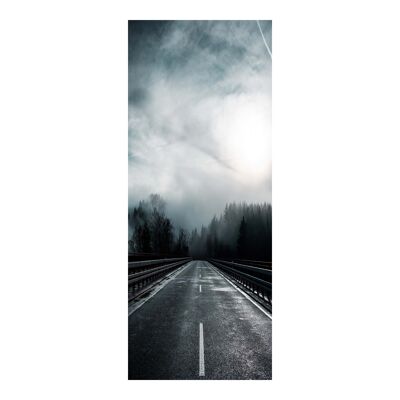 Road in The Foggy Forest Türaufkleber zum Abziehen und Aufkleben, Vinyl-Türfolie, Art Décor