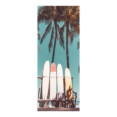 Planches à voile sur la plage autocollant de porte peler et coller vinyle porte Wrap Art Décor