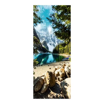 Incroyable lac en montagne autocollant de porte peler et coller vinyle porte Wrap Art Décor