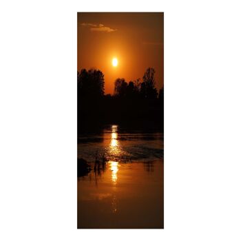 Coucher de soleil sur le lac autocollant de porte Peel & Stick vinyle porte Wrap Art Décor 1